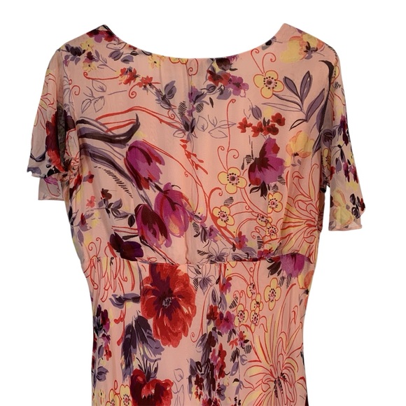 LOLA P Vintage Floral Ruffle Maxi Dress Sz L - Picture 7 of 11